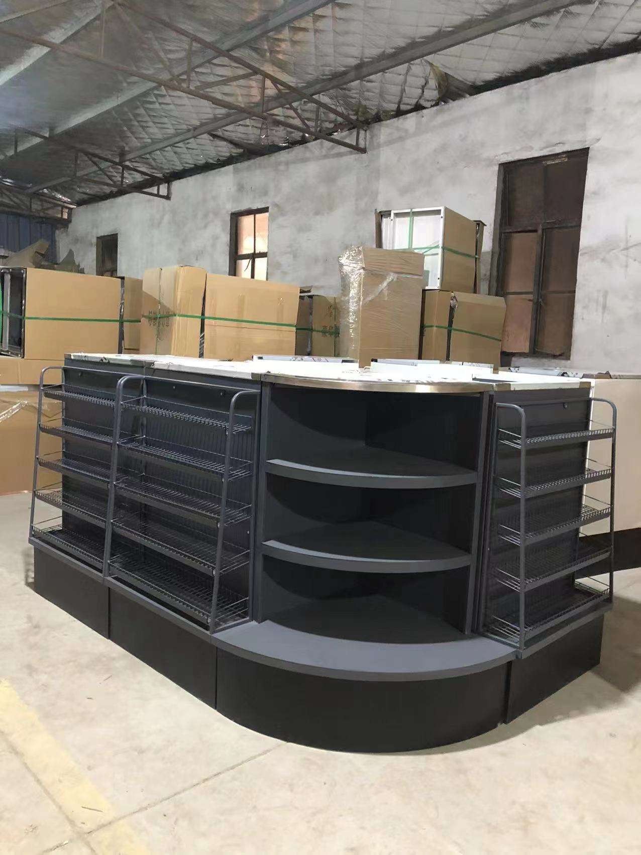 Guichang Metal Material Storage Rack Checkout Counter Candy Estantes Shelf Combination for Supermarket Use