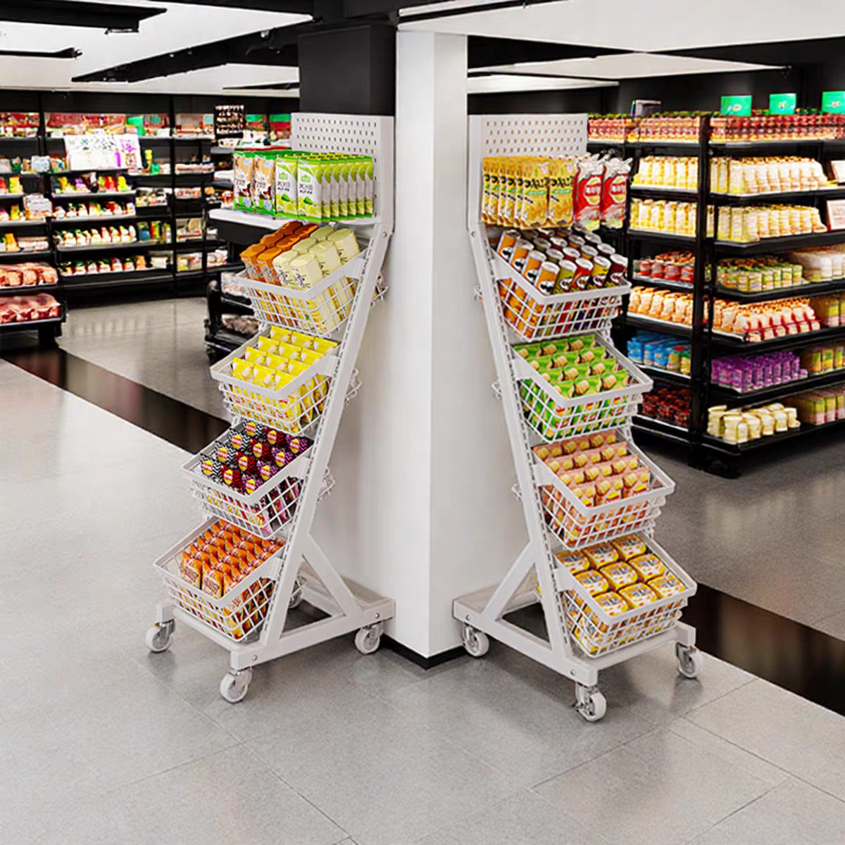 Canadian Style Metallic Heavy Duty Single Sided Pre-Assembled Grocery Shelves Supermarket Shopping Display Rack
