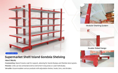 Factory White Supermarket Shelves Grocery Store Shelves Metal Mesh Panels Supermarket Shelves Hanging Baskets Combination