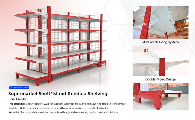 Factory White Supermarket Shelves Grocery Store Shelves Metal Mesh Panels Supermarket Shelves Hanging Baskets Combination
