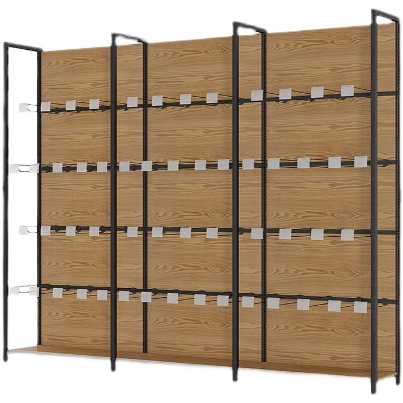 Supermarket Gondola Display Shelves Rear Safety Guardrails Adjustable Metal Shelving Units for Retail Store Merchandise