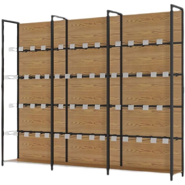 Supermarket Gondola Display Shelves Rear Safety Guardrails Adjustable Metal Shelving Units for Retail Store Merchandise