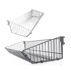 Stable Structure Guichang Customized Size of Metal Hanging Basket for Supermarket Shelf With Four Columns and Wood Grain
