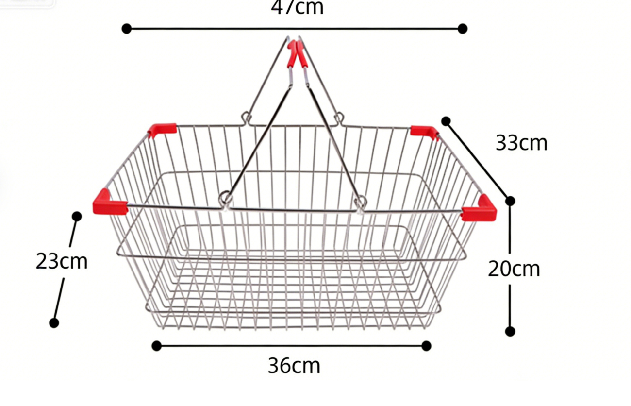 Supermarket Shopping Basket with Wheels 20L-50L Plastic Storage Baskets for Retail Stores