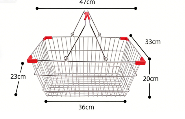 Supermarket Shopping Basket with Wheels 20L-50L Plastic Storage Baskets for Retail Stores