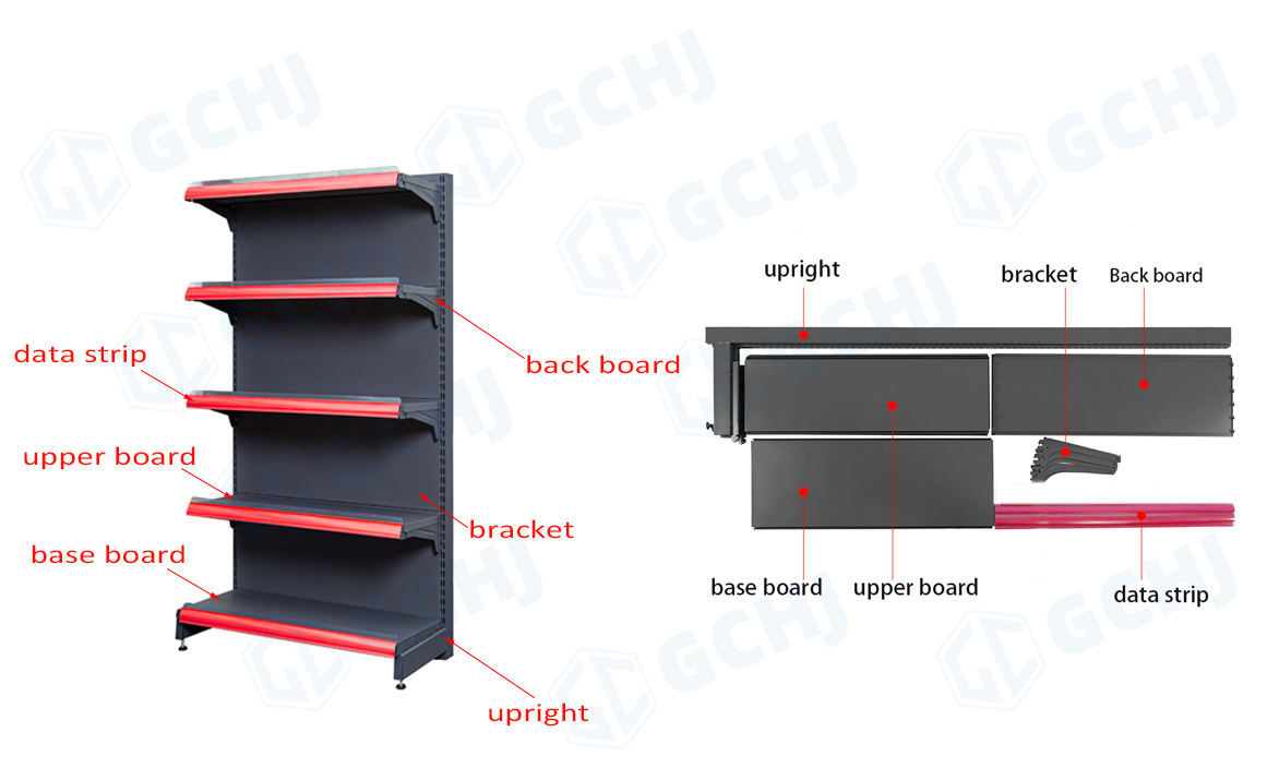 Wholesale High Quality Single Side Grocery Shelf for Supermarket Snacks Shelves Display Metal Store Shelving