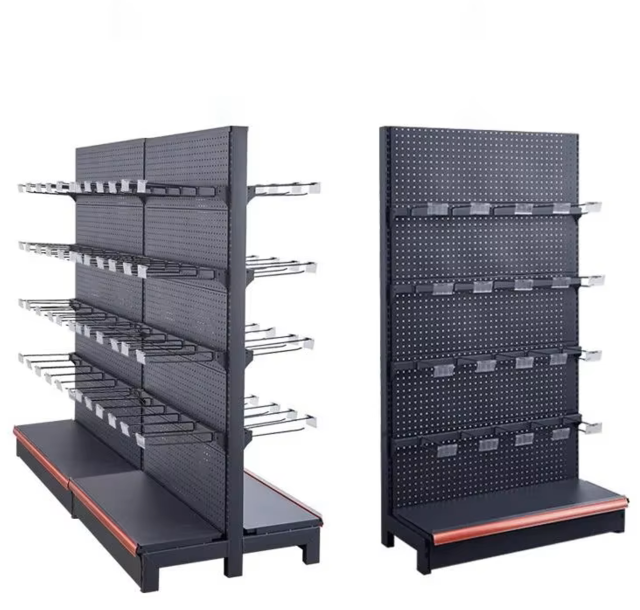Supermarket Retail Display Rack Gondola Double-Sided Adjustable Grocery Shelves Easy Assembly Store Shelving Made Durable Metal