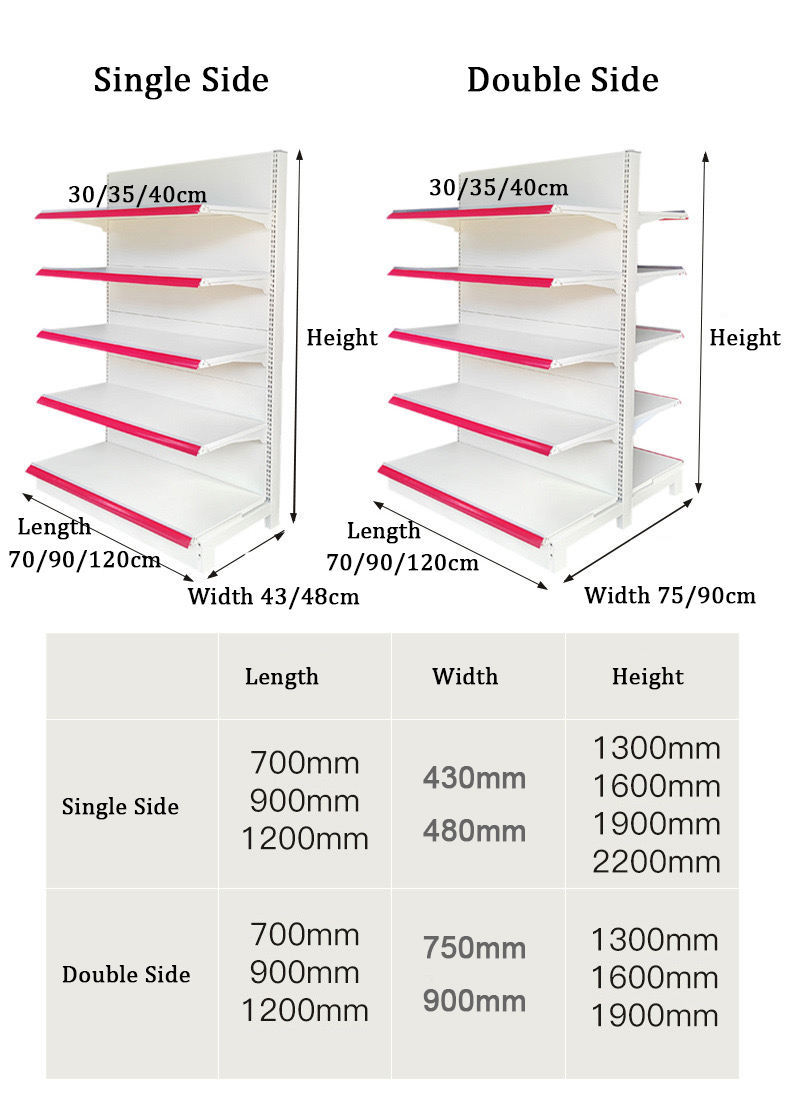 Quality Assurance Single-sided Store Shelving for Supermarket
