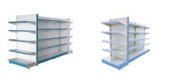 Supermarket Display Rack Single-Side Steel Shelves Grid Shelves Light Duty Metallic Powder Coated Finish Quick Installation