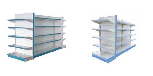 Supermarket Display Rack Single-Side Steel Shelves Grid Shelves Light Duty Metallic Powder Coated Finish Quick Installation
