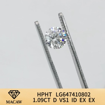 Round Brillant 1.09ct D VS1 HPHT Diamond Lab Grown Diamond IGI Certificate