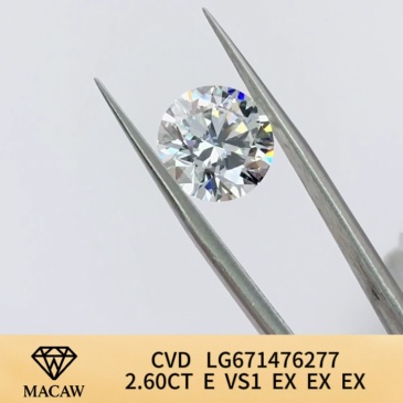 Round Brillant 2.60ct E VS1 CVD Diamond Lab Grown Diamond IGI Certificate