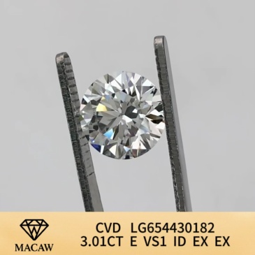 Round Brillant 3.01ct E VS1 CVD Diamond Lab Grown Diamond IGI Certificate