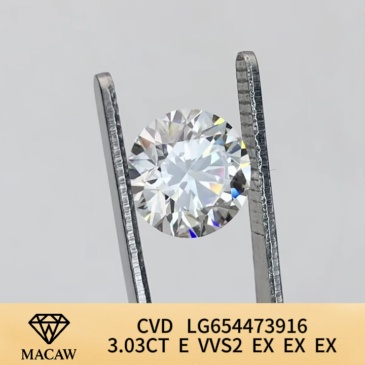 Round Brillant 3.03ct E VVS2 CVD Diamond Lab Grown Diamond IGI Certificate