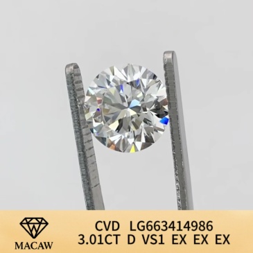 Round Brillant 3.01ct D VS1 CVD Diamond Lab Grown Diamond IGI Certificate