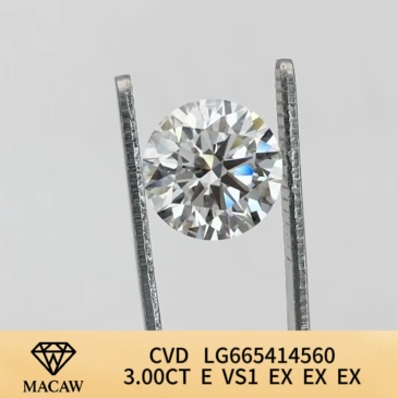 Round Brillant 3.00ct E VS1 CVD Diamond Lab Grown Diamond IGI Certificate
