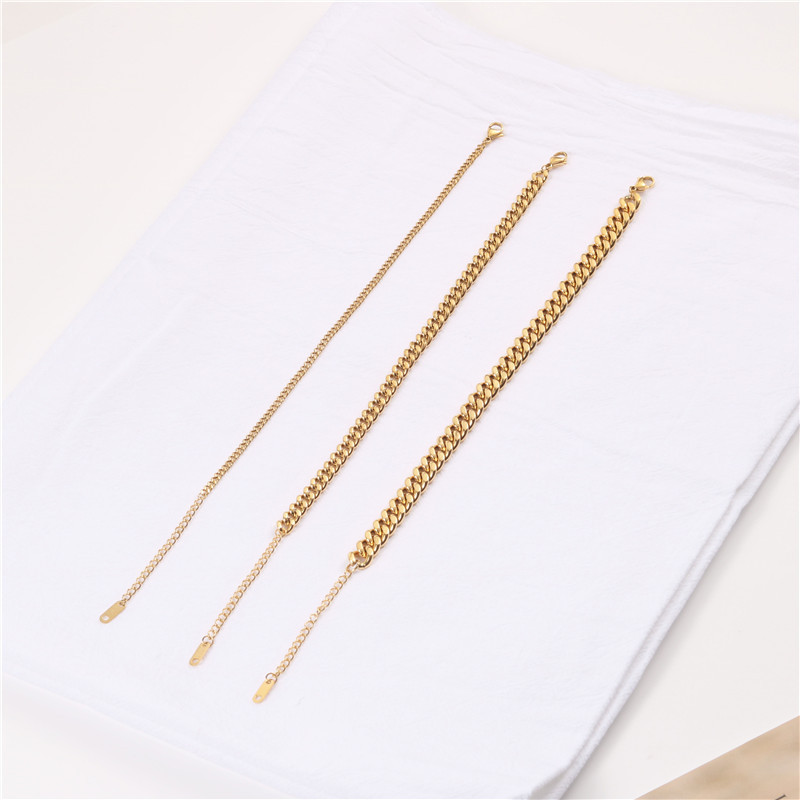 IVIAPRO Jewelry Wholesale 18K Gold Plated Non Tarnish Stainless Steel Link Chain Cuban Chain Anklet for Women