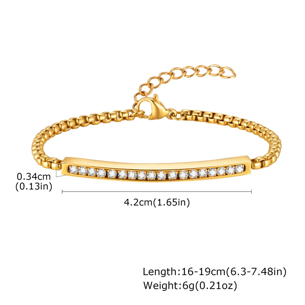 Hot Selling Fashion Jewelry 18K Gold Plated Tarnish Free Stainless Steel Cubic Zircon Chain Bracelet for Women