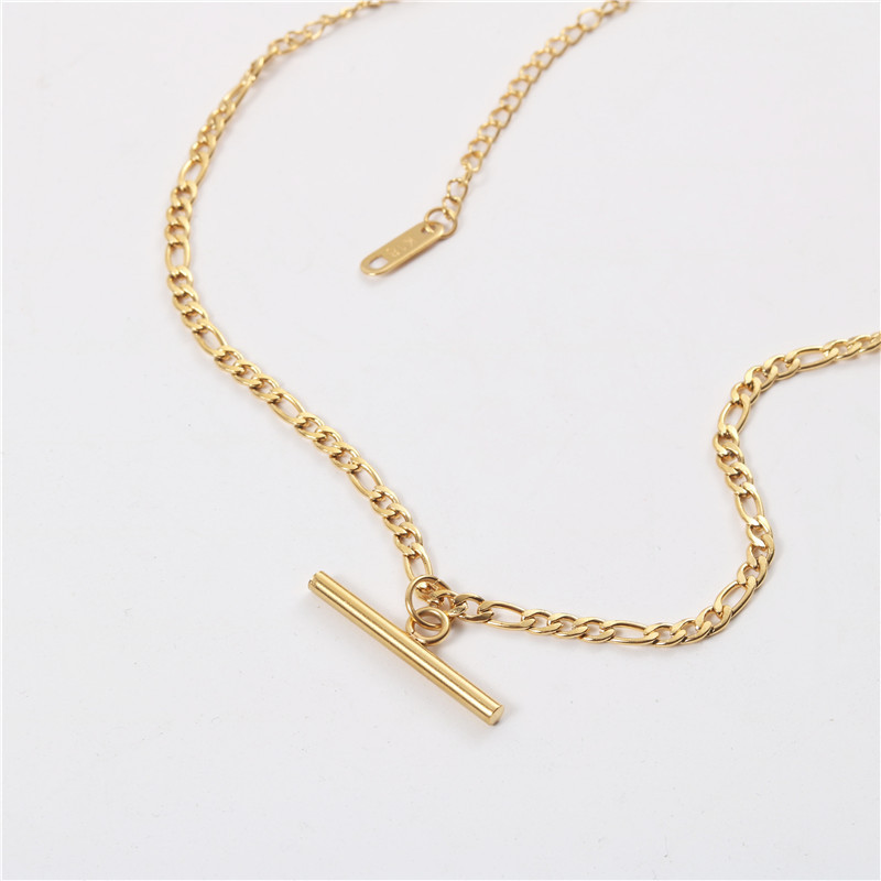 Fashion Jewelry Tarnish Free & Waterproof 18K Gold Plated Figaro Chain Stainless Steel Choker Necklace for Women