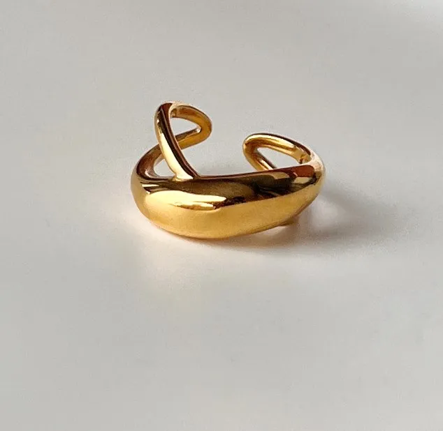 Hot Selling Ins Tarnish Free & Waterproof 18K PVD Gold Plated Stainless Steel High Polished Cross Ring Women Jewelry