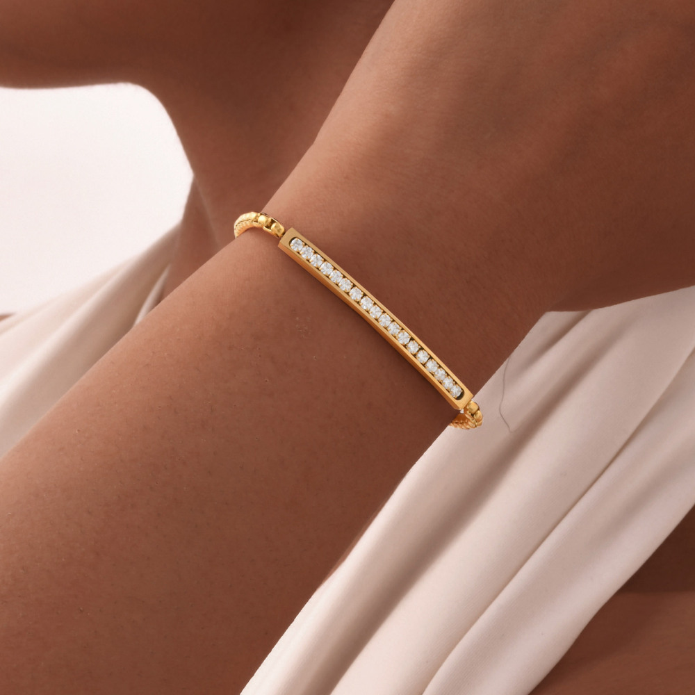 Hot Selling Fashion Jewelry 18K Gold Plated Tarnish Free Stainless Steel Cubic Zircon Chain Bracelet for Women