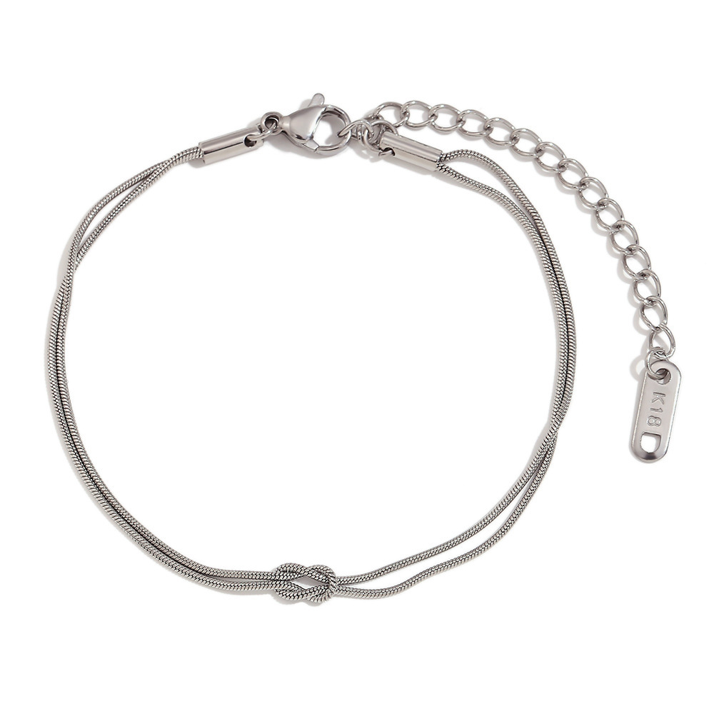 Fashion Jewelry Wholesale Unisex Infinity Love Knot Handmade Bracelets Stainless Steel Snake Chain Knot Couple Bracelets