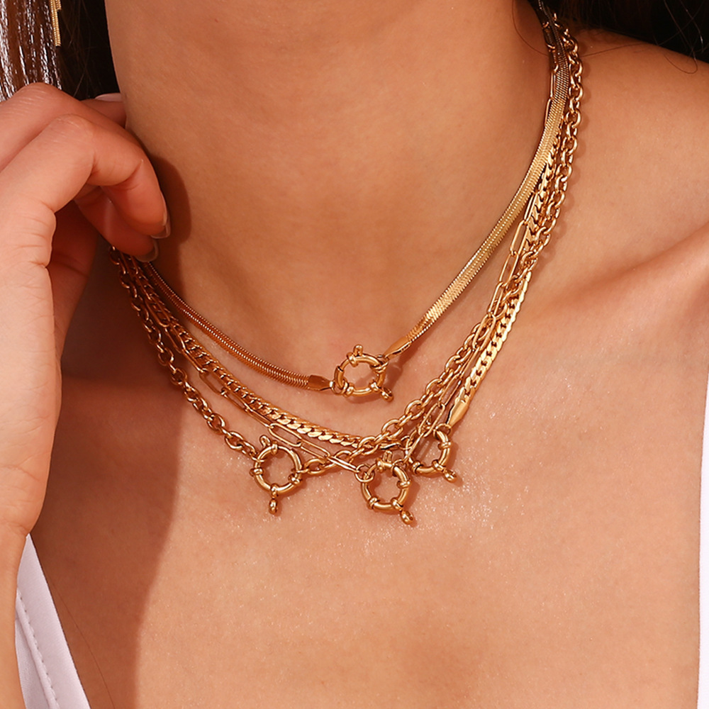 Fashion Jewelry Wholesale Hot Selling 18K Gold Plated Chain Necklace with Hook for Pendants for Man Women Stainless Steel Choker