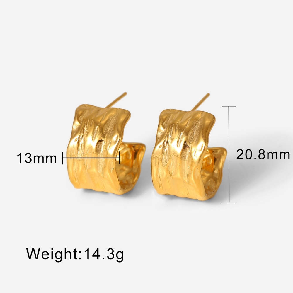 IVIAPRO Jewelry New Arrival Stainless Steel 18K PVD Gold Plated Texture Chunky Earrings Tarnish Free & Waterproof Jewelry