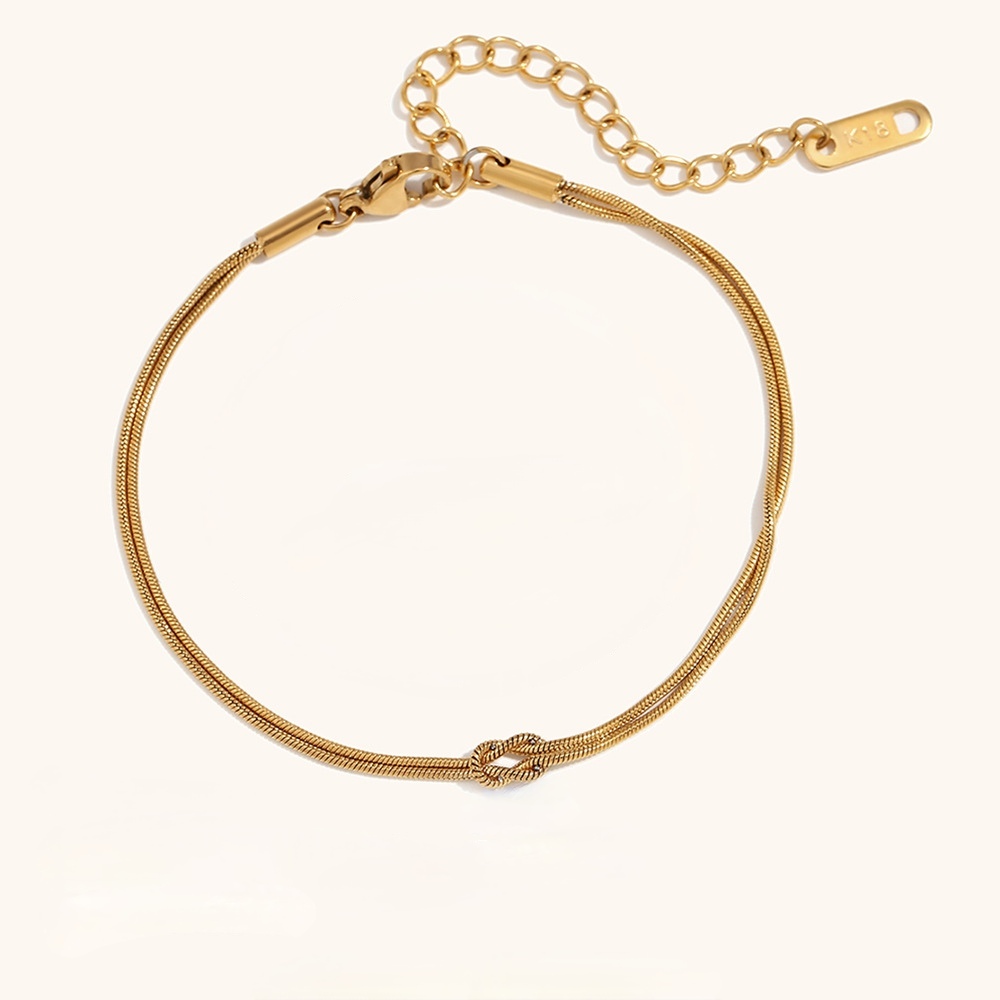 Fashion Jewelry Wholesale Unisex Infinity Love Knot Handmade Bracelets Stainless Steel Snake Chain Knot Couple Bracelets