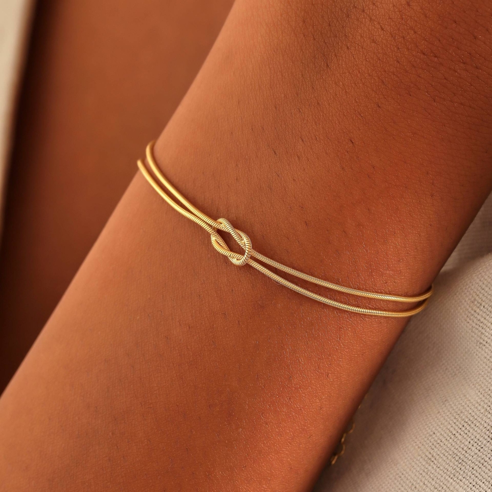 Fashion Jewelry Wholesale Unisex Infinity Love Knot Handmade Bracelets Stainless Steel Snake Chain Knot Couple Bracelets