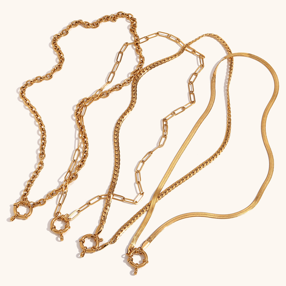 Fashion Jewelry Wholesale Hot Selling 18K Gold Plated Chain Necklace with Hook for Pendants for Man Women Stainless Steel Choker