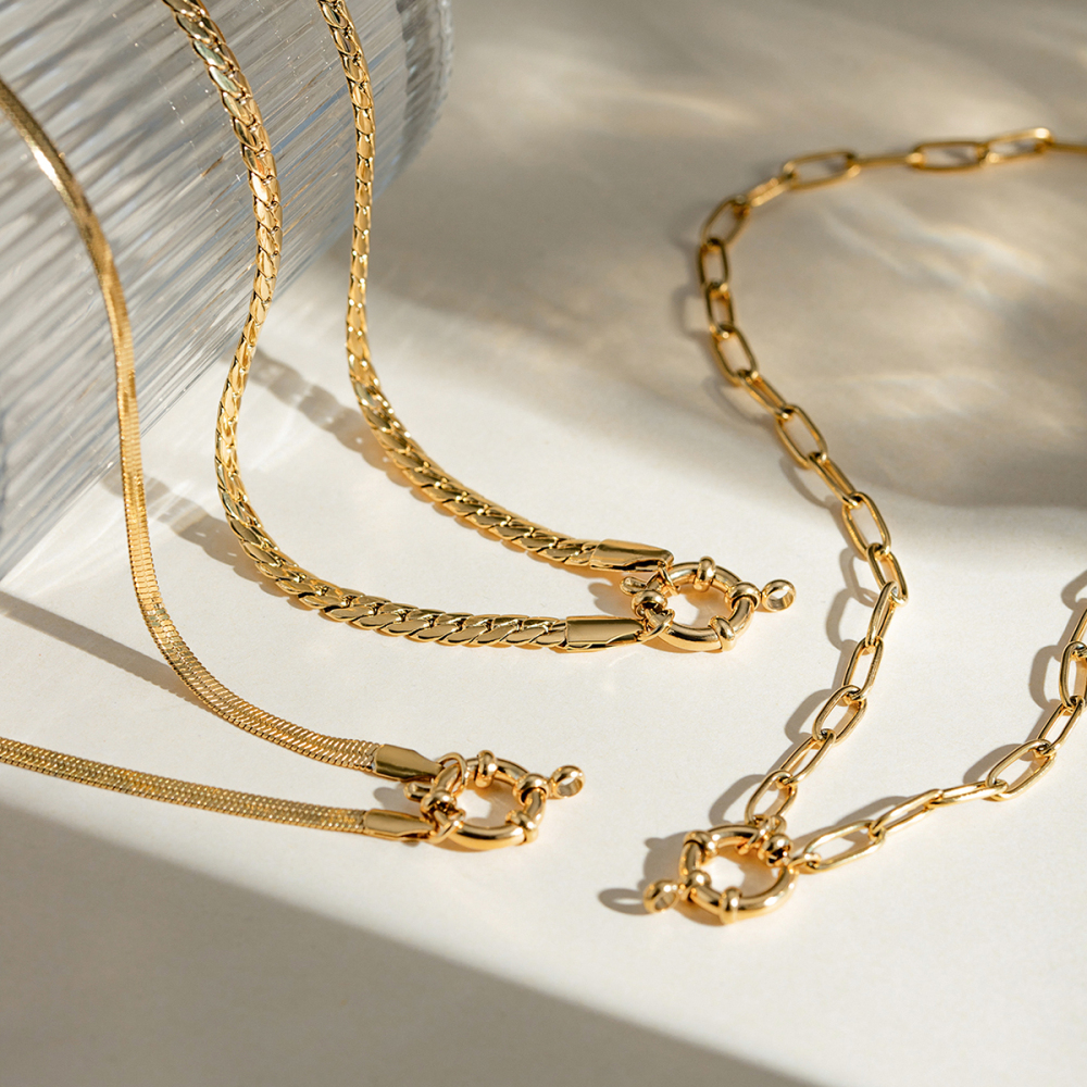 INS Hot 18K Gold Plated Stainless Steel Paper Clip Chain Snake Chain Bracelet for Women Waterproof Hypoallergenic Bracelets