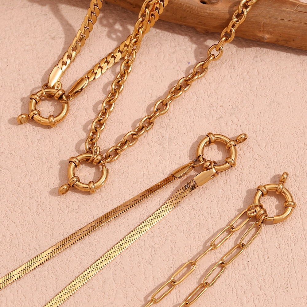 Fashion Jewelry Wholesale Hot Selling 18K Gold Plated Chain Necklace with Hook for Pendants for Man Women Stainless Steel Choker