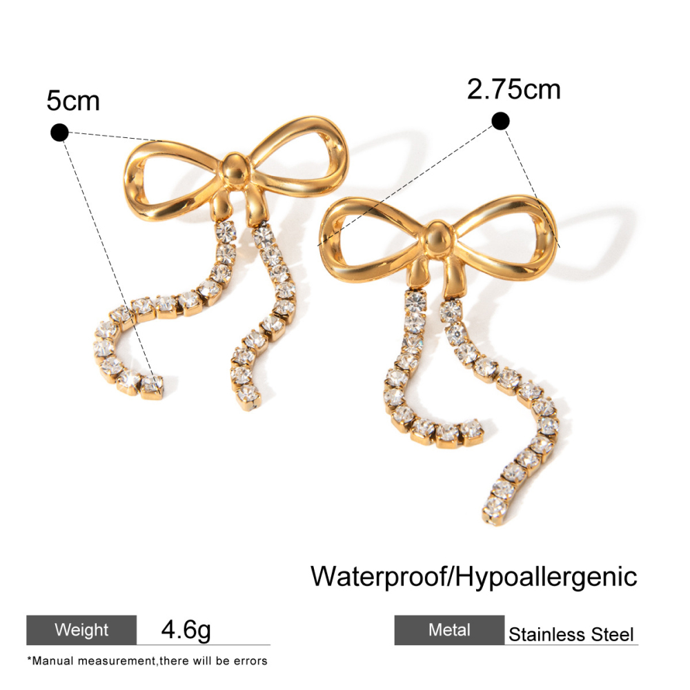 Sweet CZ Bow Knot Earrings