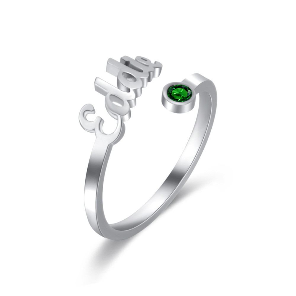 欧美跨境一件定制不锈钢英文字母戒子电镀金名字戒指指环字母定制