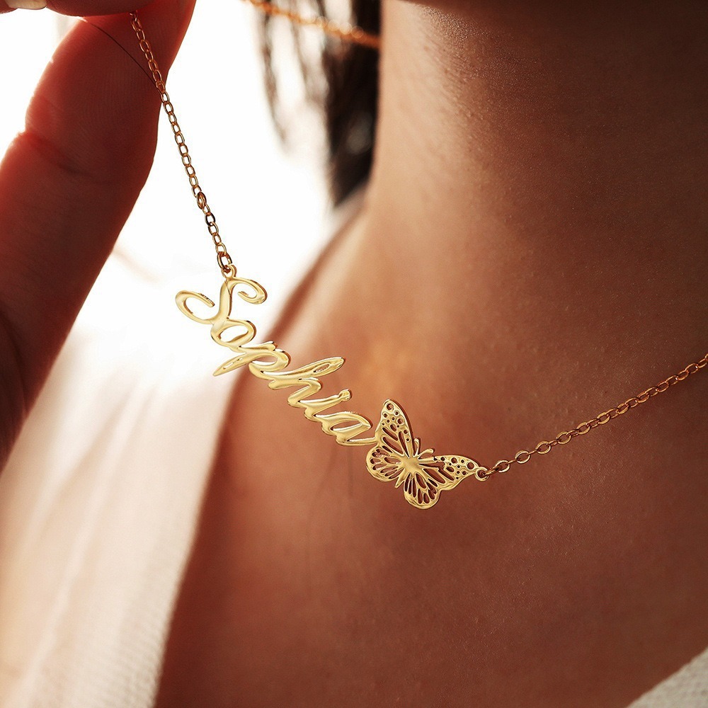 Customized Name Butterfly Necklace