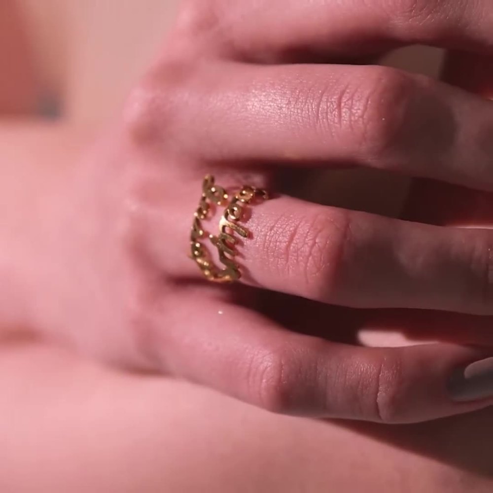 不锈钢定 制生辰花时尚简约个性化英文名字女士戒指一件代发