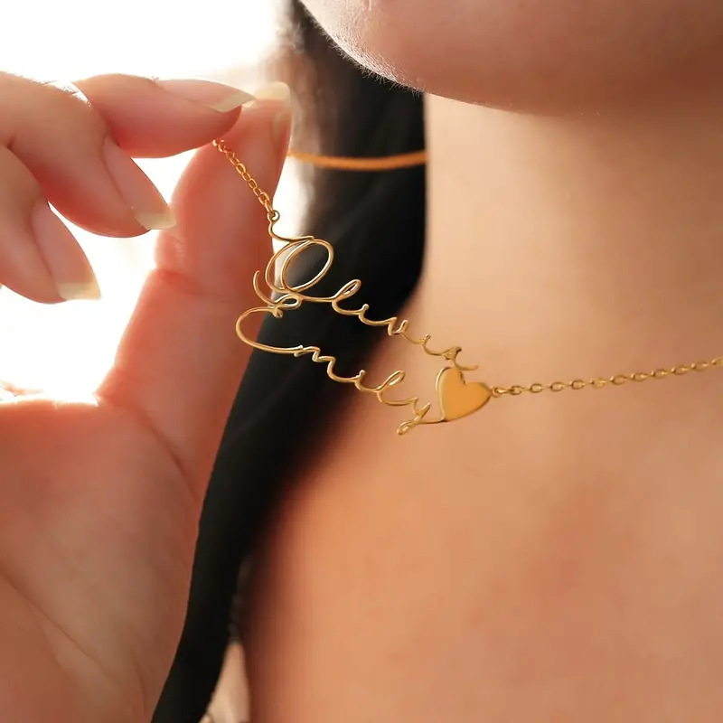 Love Heart Double Name Necklace