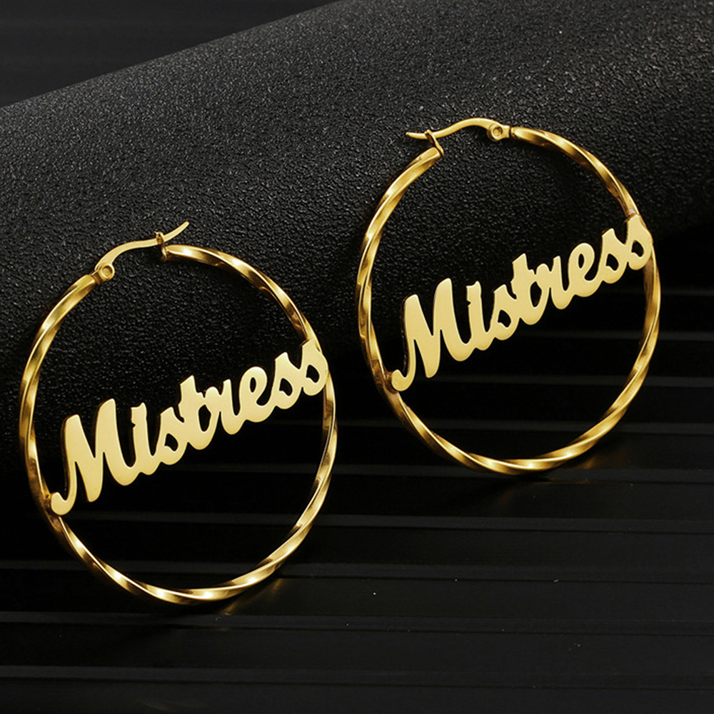 Custom Name Twisted Hoop Earrings