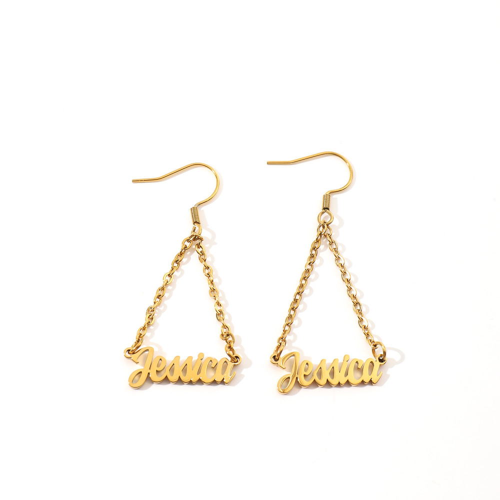 DIY个性定制 304不锈钢英文字母名字夸张耳环 跨境热销女士耳钉