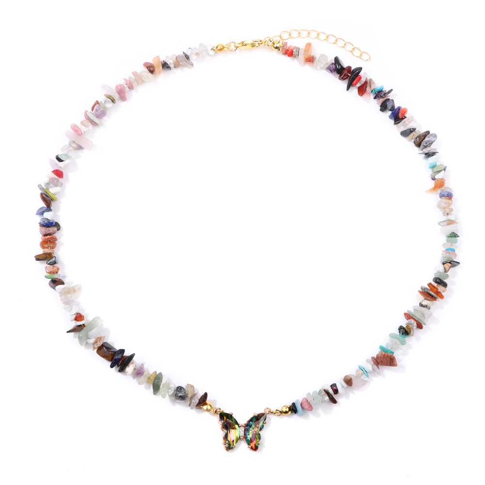 Butterfly Nature Stone  Crystal Necklace