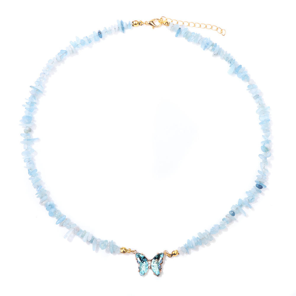 Butterfly Nature Stone  Crystal Necklace