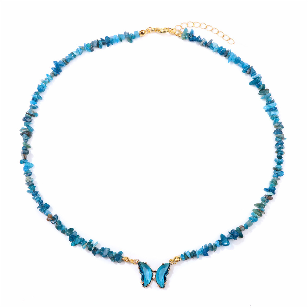 Butterfly Nature Stone  Crystal Necklace