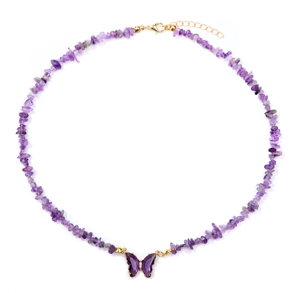 Butterfly Nature Stone  Crystal Necklace