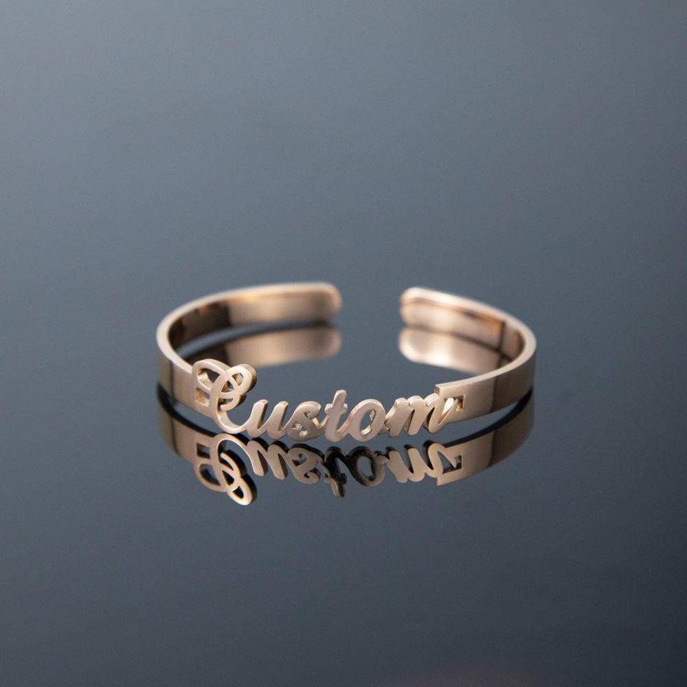 【私人定制】不锈钢名字6MM英文名字手镯 可调节情侣定制电镀手镯