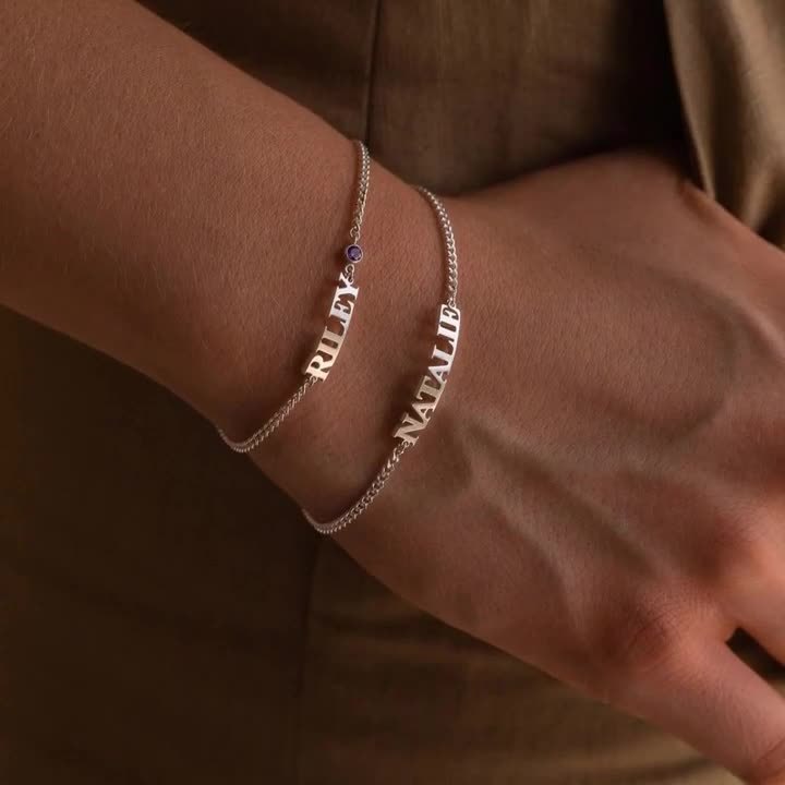 Personalized name Birthstone Cuban Link Bracelet