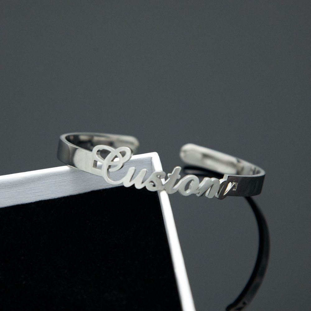 【私人定制】不锈钢名字6MM英文名字手镯 可调节情侣定制电镀手镯