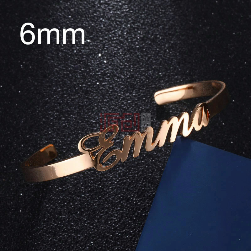 DIY不锈钢名字手镯 电镀18K真金英文字母手链 欧美跨境专供