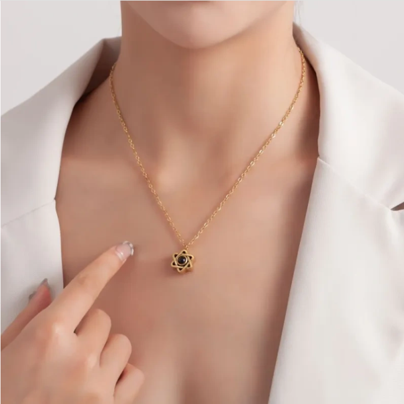 Star of David Projection Necklace with Photo Inside