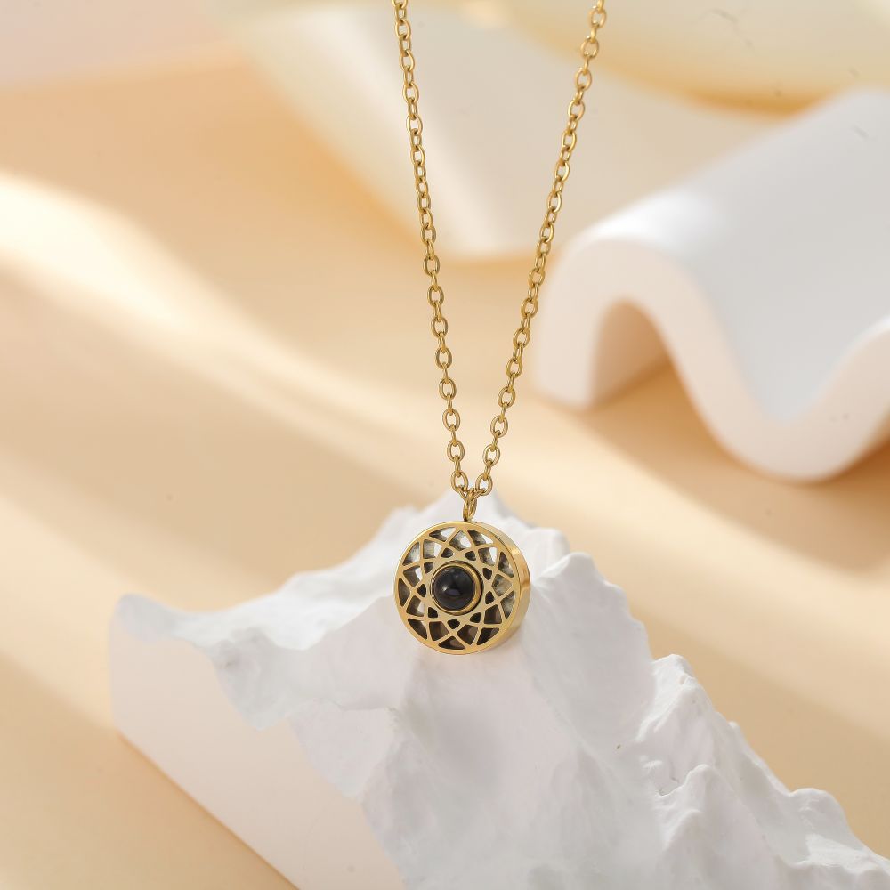 【私人定制】不锈钢太阳投影照片项链 情侣彩色照片定制项链宝石